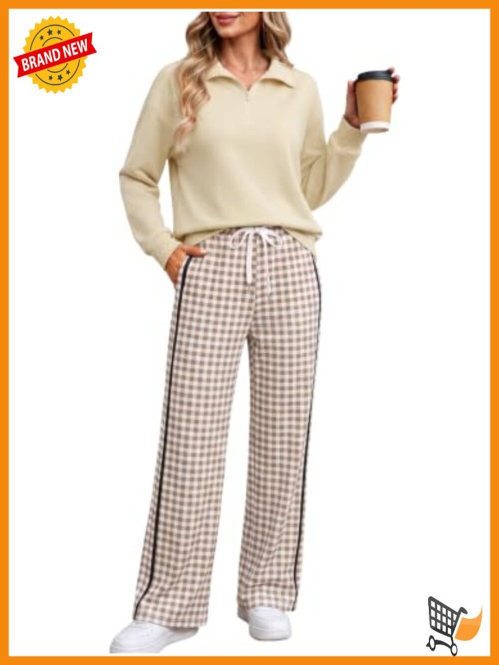 2 Piece Lounge Set Half Zip Sweatsuit with Pockets Striped Pants